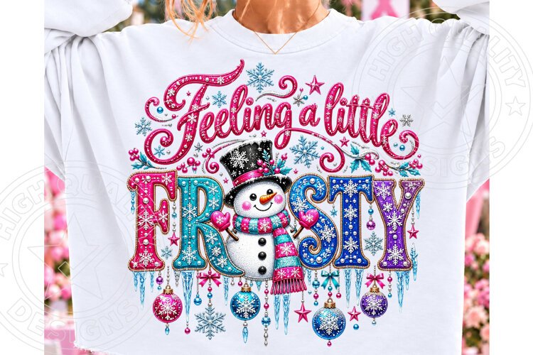 Frosty Rhinestone Christmas PNG Shirt example image 1