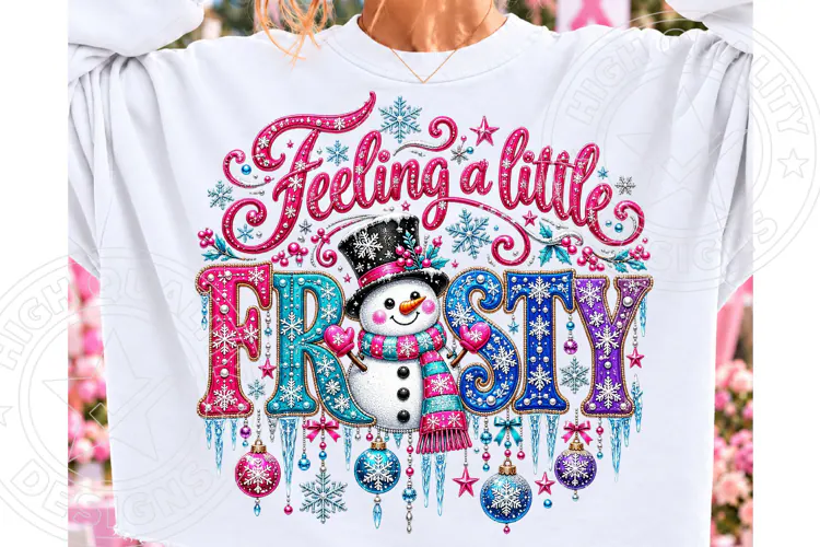 Frosty Rhinestone Christmas PNG Shirt