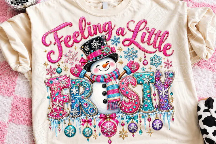 Frosty Rhinestone Christmas PNG Shirt
