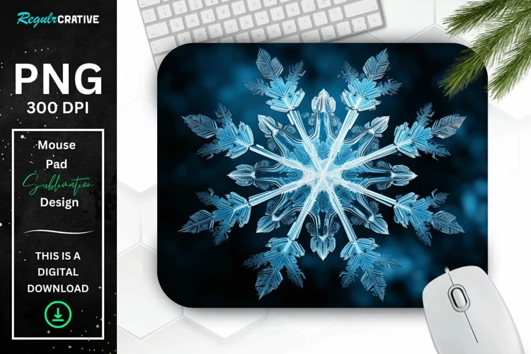 Frozen Ice Fractal Snowflakes Mouse Pad