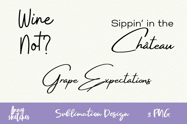 3 Wine Sublimation Designs | Watercolor Clipart French PNG