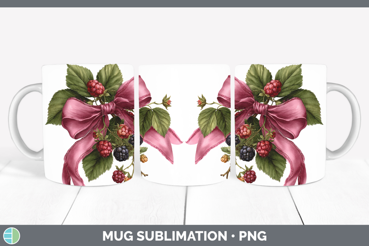 Fruit Bows Berries Mug Wrap Sublimation Coffee Cup Designs