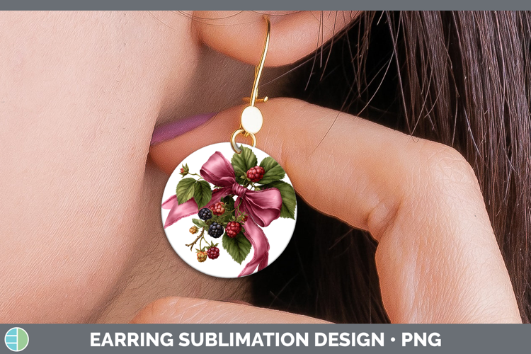 Fruit Bows Berries Round Earrings Sublimation Earrings Desig