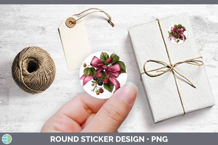 Fruit Bows Berries Stickers | Round Labels Designs