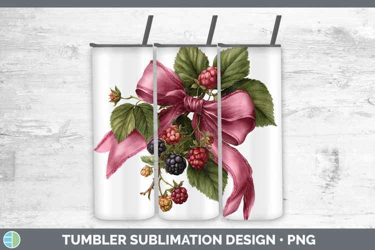 Fruit Bows Berries Tumbler Sublimation 20 oz Skinny Tumbler