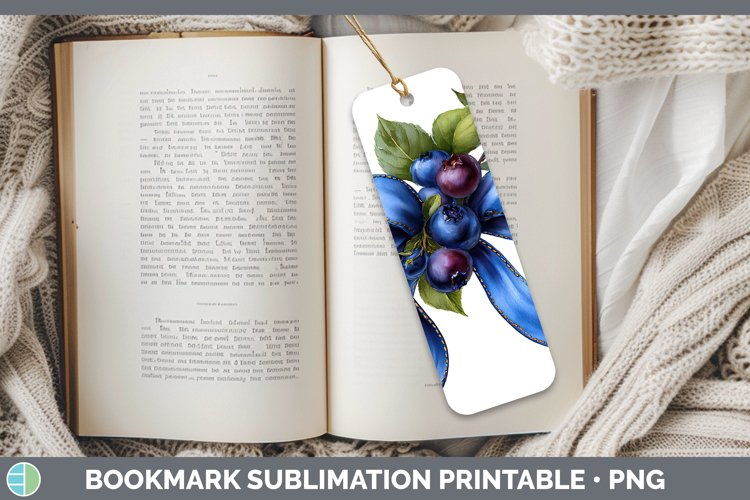 Fruit Bows Blueberries Bookmark Sublimation Printable Design
