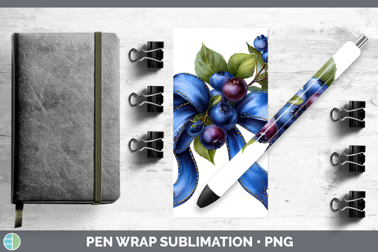 Fruit Bows Blueberries Pen Wrap Sublimation Pen Designs