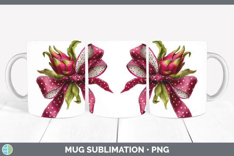 Fruit Bows Dragonfruit Mug Wrap Sublimation Coffee Cup Desig