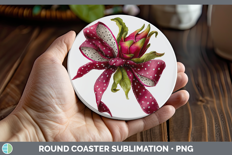 Fruit Bows Dragonfruit Round Coaster Sublimation Coaster Des