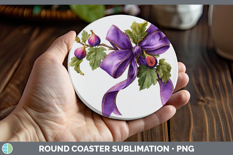 GorgeousFruit Bows Round Coaster design.