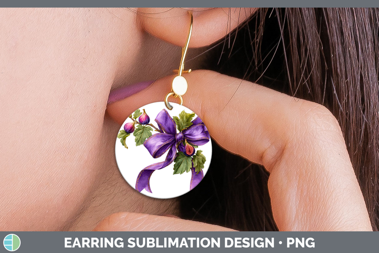 Fruit Bows Figs Round Earrings Sublimation Earrings Designs