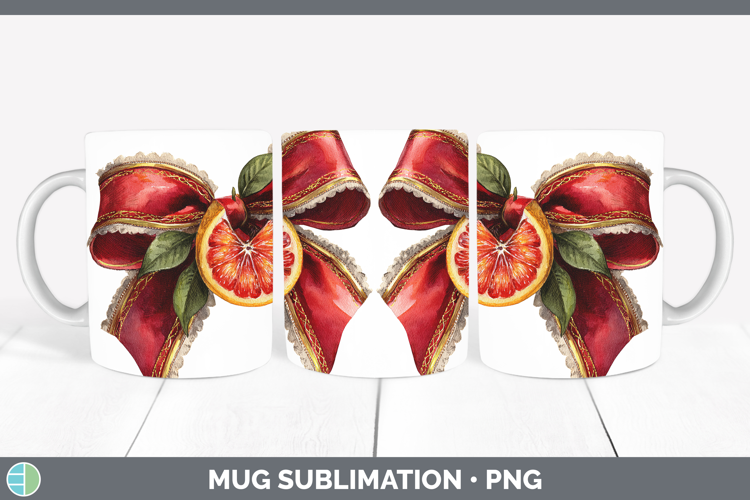 Fruit Bows Grapefruit Mug Wrap Sublimation Coffee Cup Design