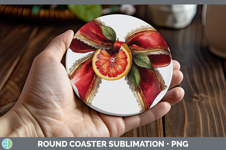 GorgeousFruit Bows Round Coaster design.
