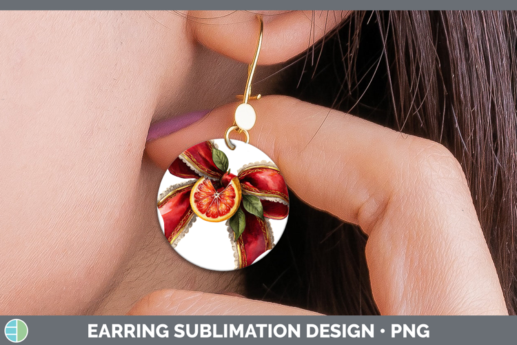 Fruit Bows Grapefruit Round Earrings Sublimation Earrings De