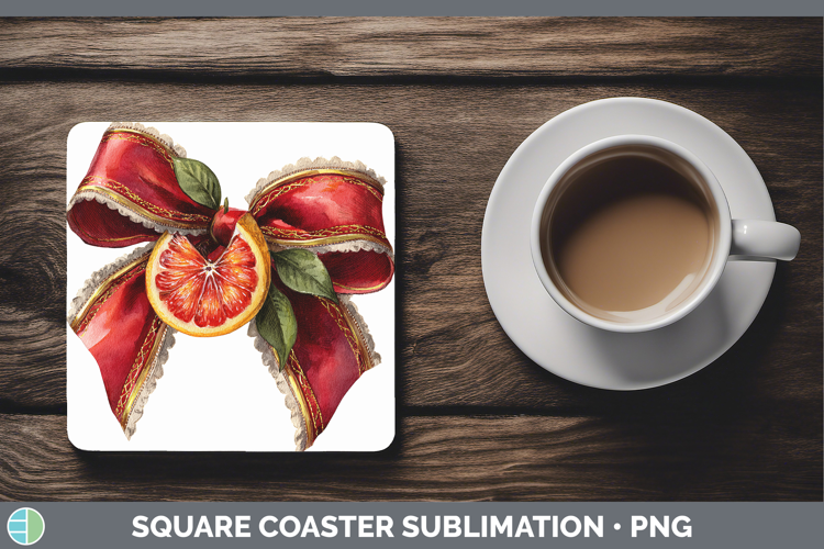 Fruit Bows Grapefruit Square Coaster Sublimation Coaster Des