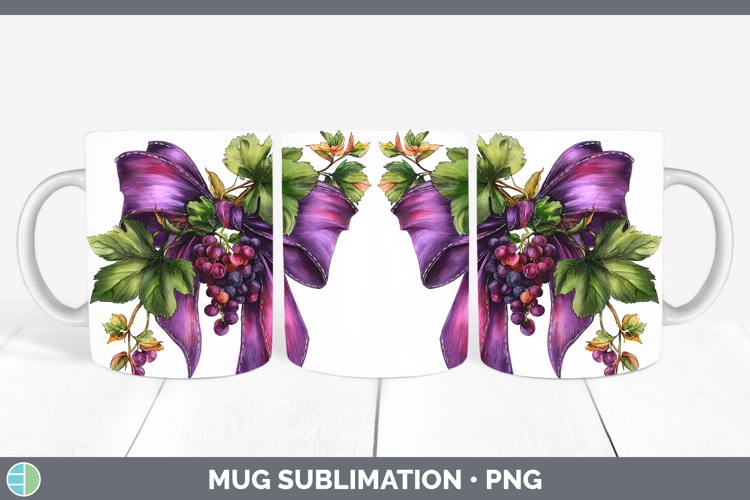 Fruit Bows Grapes Mug Wrap Sublimation Coffee Cup Designs