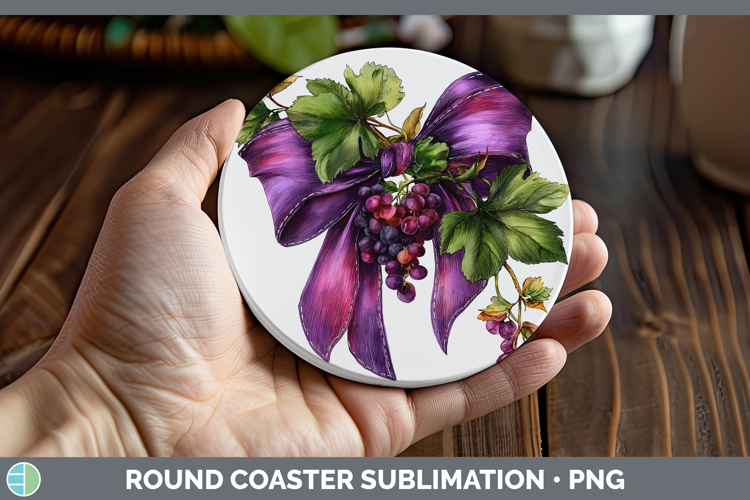 Fruit Bows Grapes Round Coaster Sublimation Coaster Designs