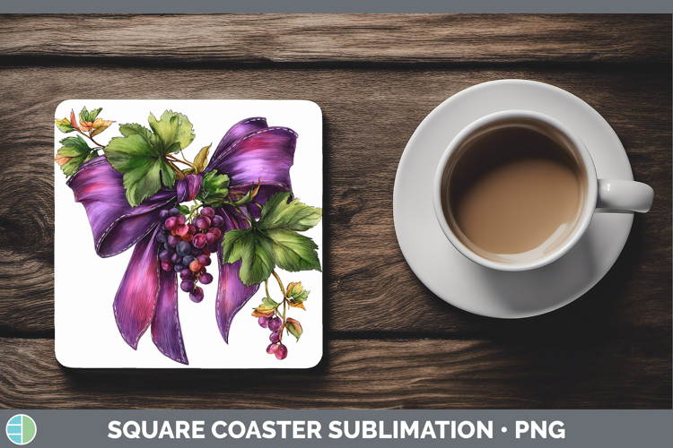Fruit Bows Grapes Square Coaster Sublimation Coaster Designs