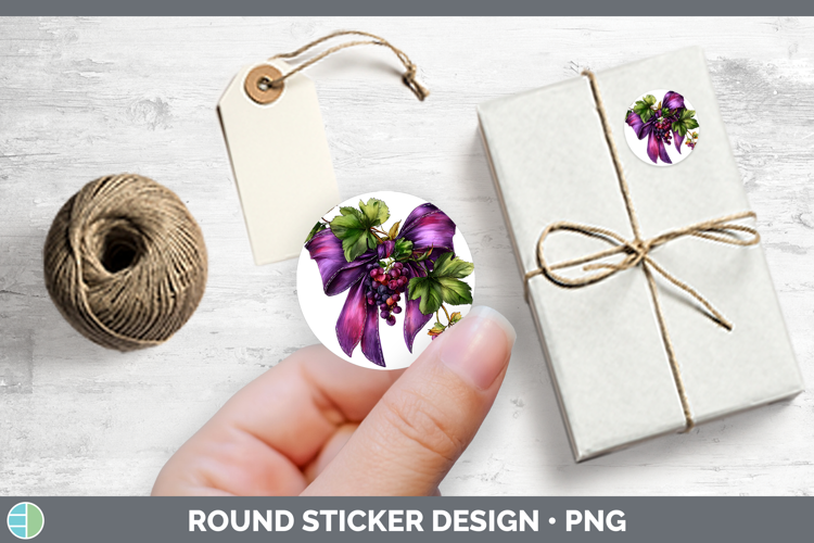 Fruit Bows Grapes Stickers | Round Labels Designs