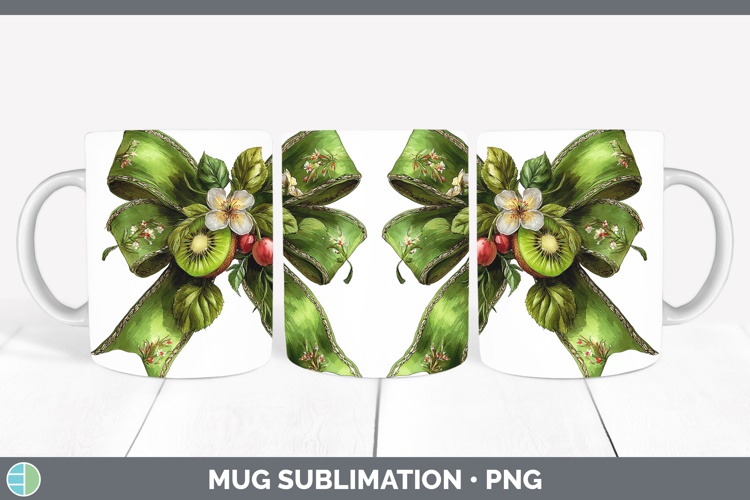 Fruit Bows Kiwi Mug Wrap Sublimation Coffee Cup Designs