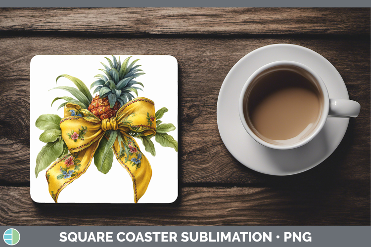 Fruit Bows Pineapple Square Coaster Sublimation Coaster Desi