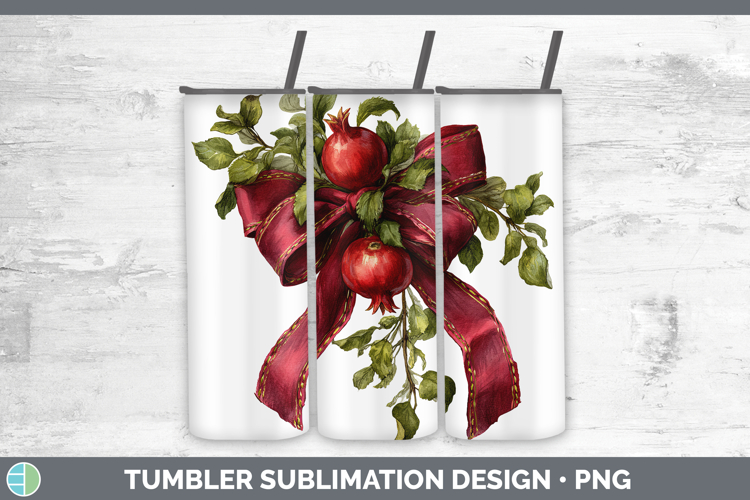 Fruit Bows Pomegranate Tumbler Sublimation 20 oz Skinny Tumb