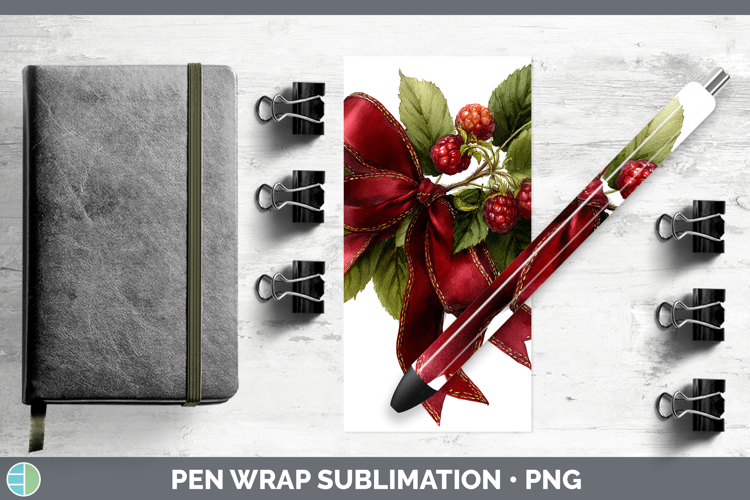 Fruit Bows Raspberries Pen Wrap Sublimation Pen Designs