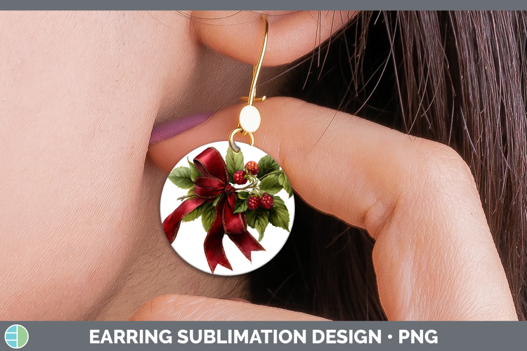 Fruit Bows Raspberries Round Earrings Sublimation Earrings D