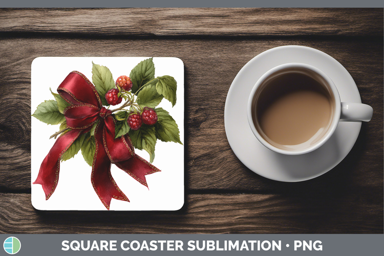 Fruit Bows Raspberries Square Coaster Sublimation Coaster De