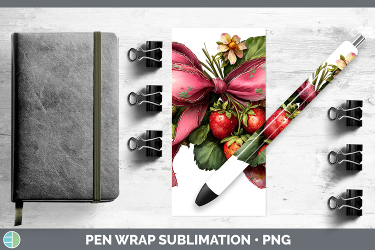 Fruit Bows Strawberries Pen Wrap Sublimation Pen Designs