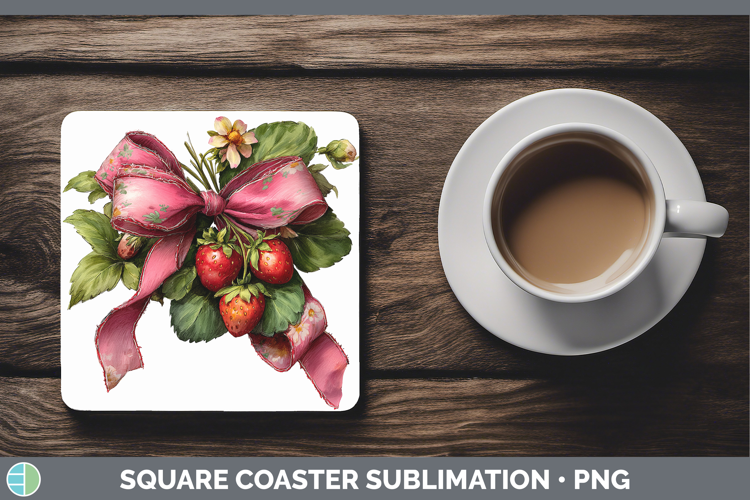 Fruit Bows Strawberries Square Coaster Sublimation Coaster D