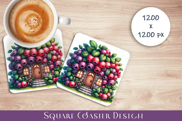 Fruit house Coaster Design, fantasy Sublimation example image 1