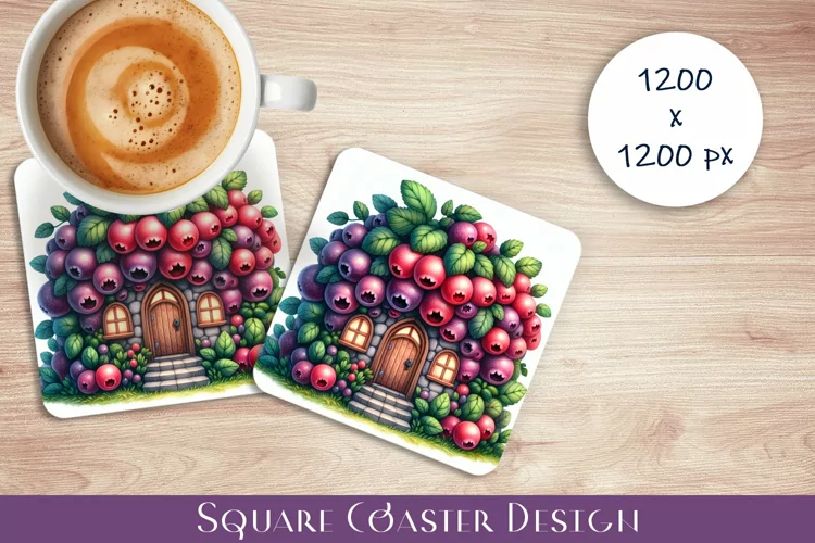 Fruit house Coaster Design, fantasy Sublimation