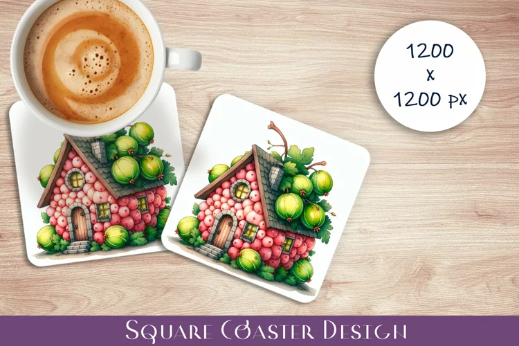 Fruit house Coaster Design, fantasy Sublimation