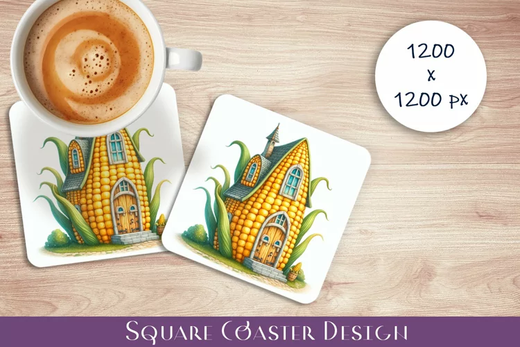 Fruit house Coaster Design, fantasy corn Sublimation