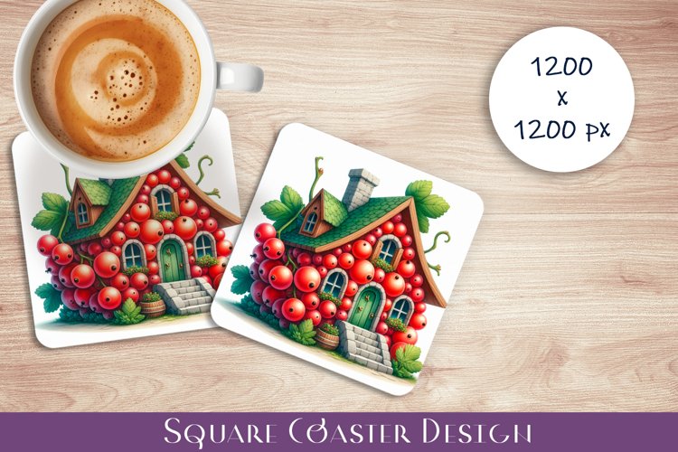 Fruit house Coaster Design, fantasy Red Ribes Sublimation example image 1