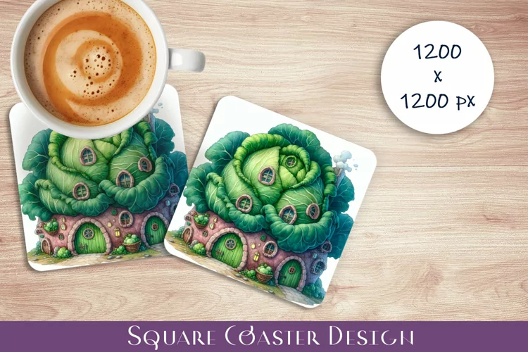 Garden house Coaster Design, fantasy cabbage Sublimation