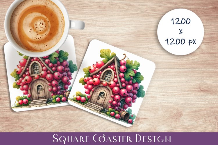 Fruit house Coaster Design, fantasy Red Ribes Sublimation