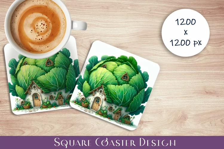 Garden house Coaster Design, fantasy cabbage Sublimation