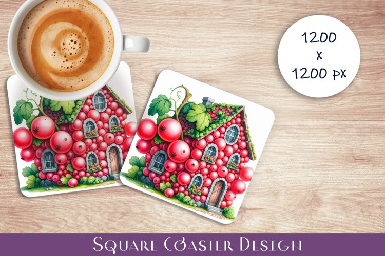 Fruit house Coaster Design, fantasy Red Ribes Sublimation