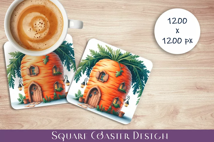Fruit house Coaster Design, fantasy carrot Sublimation