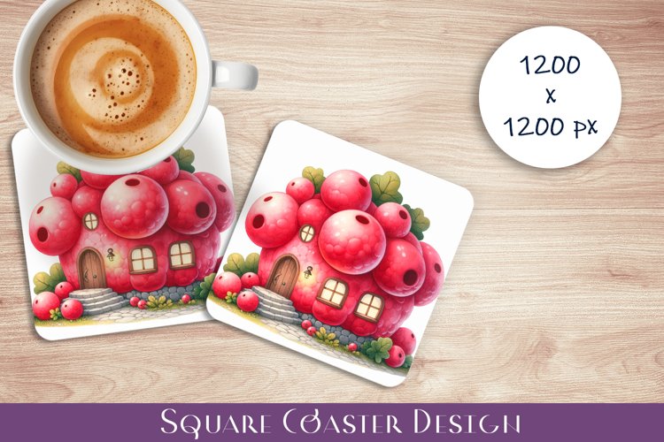 Fruit house Coaster Design, fantasy Red Ribes Sublimation