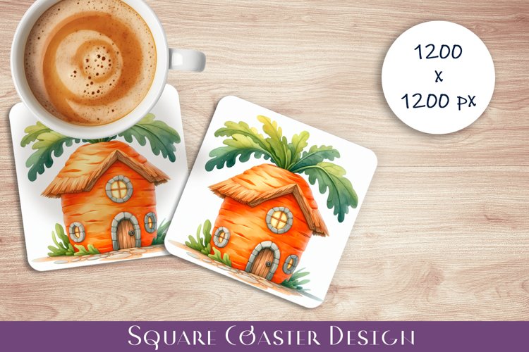 Fruit house Coaster Design, fantasy carrot Sublimation example image 1