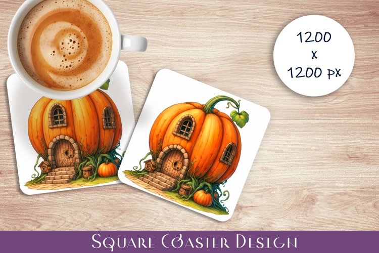 Vegetable house Coaster Design, fantasy pumpkin, sublimation