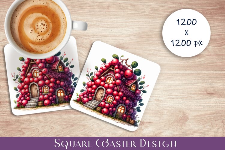 Fruit house Coaster Design, fantasy Red Ribes Sublimation
