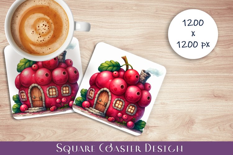 Fruit house Coaster Design, fantasy Red Ribes Sublimation