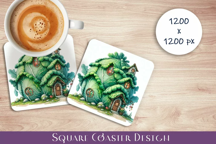 Garden house Coaster Design, fantasy cabbage Sublimation