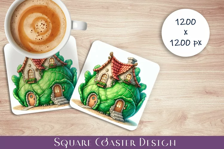 Garden house Coaster Design, fantasy cabbage Sublimation