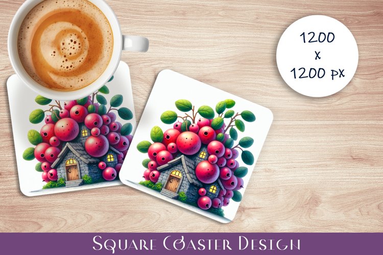 Fruit house Coaster Design, fantasy Red Ribes Sublimation