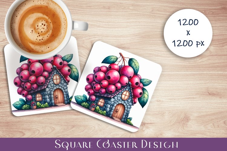 Fruit house Coaster Design, fantasy Red Ribes Sublimation